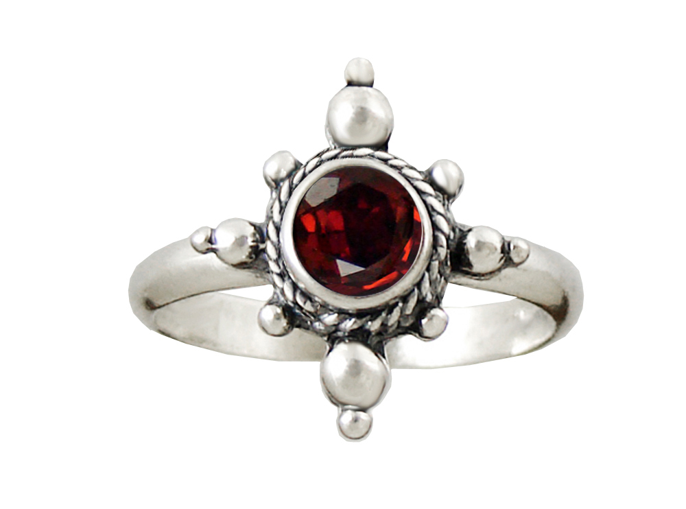 Sterling Silver Gemstone Ring With Garnet Size 7